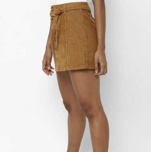 AMERICAN EAGLE 6 Corduroy Tan Brown High Rise A-Line Button Down Mini Skirt - Picture 2 of 12